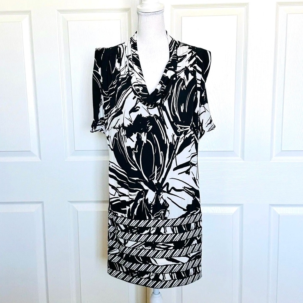 NWT (Other) Bcbgmaxazria Jersey Print Black White Sift  Dress Relaxed Tunic  M